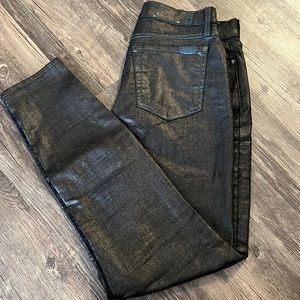 7 For All Mankind ankle skinny metallic jeans. Size 29